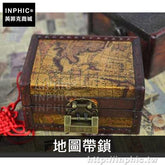 INPHIC-復古桌面仿古歐式家居收納雜物木盒擺設裝飾拍攝道具-地圖帶鎖